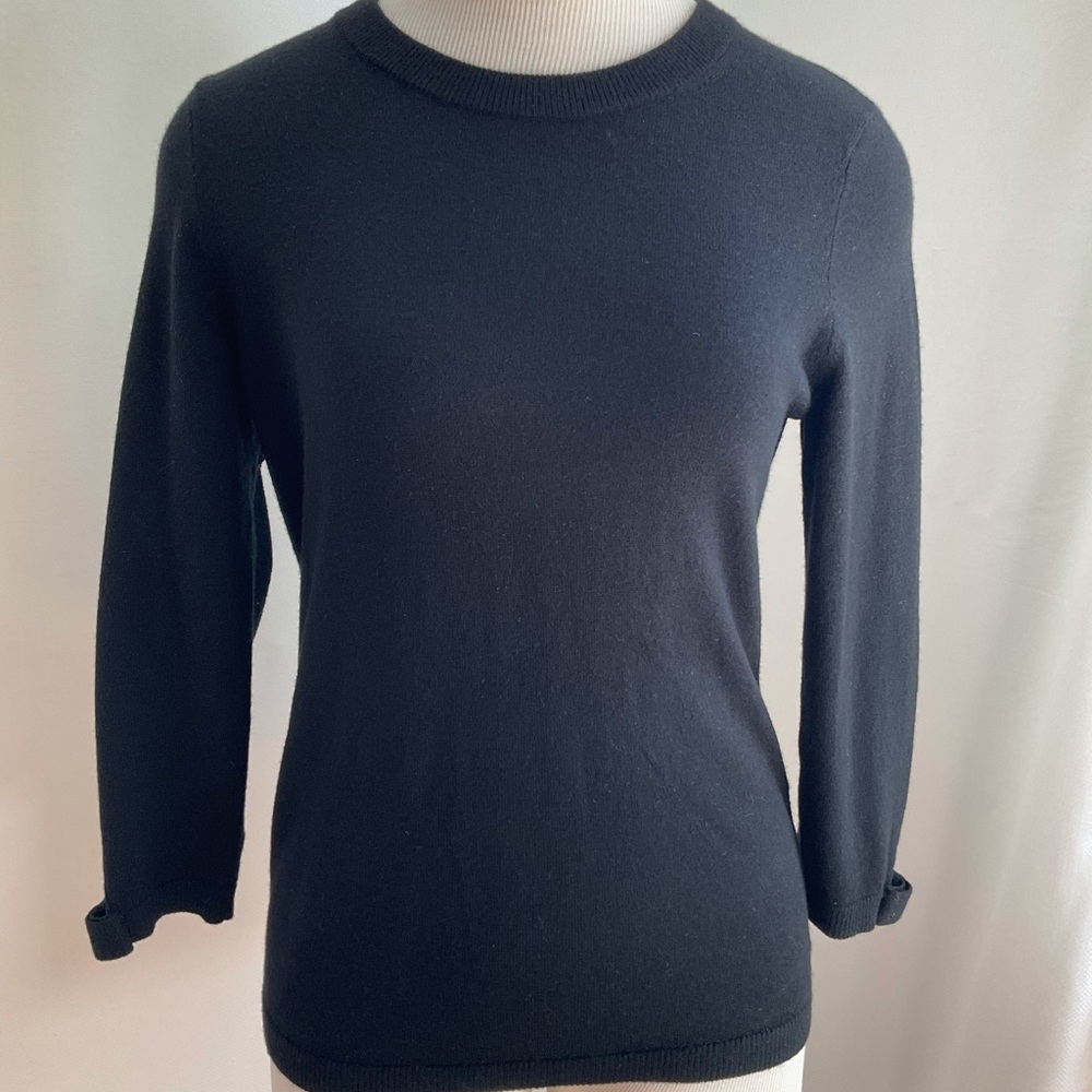 Cashmere Blend Exposed Back Zipper Crew Neck Sweater